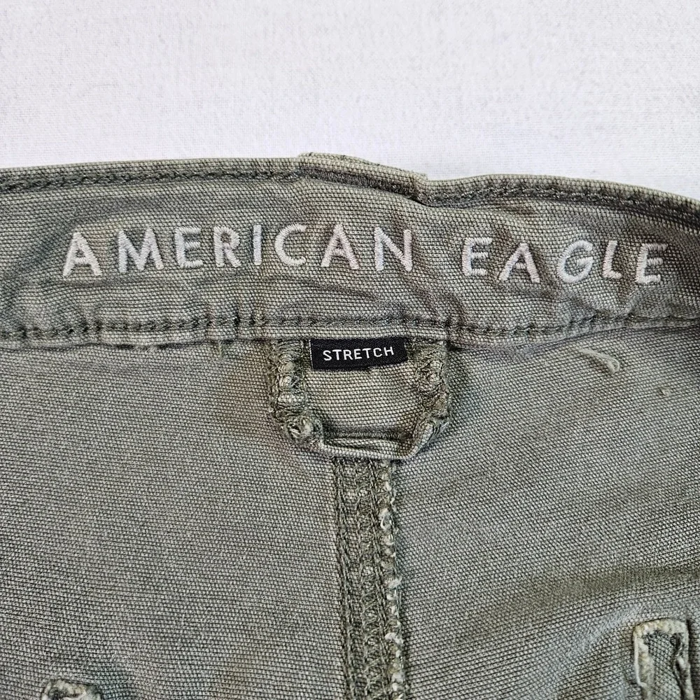 American Eagle‎ Stretch Cargo Pants Olive Green Straight Leg Utility Mens 16 Reg